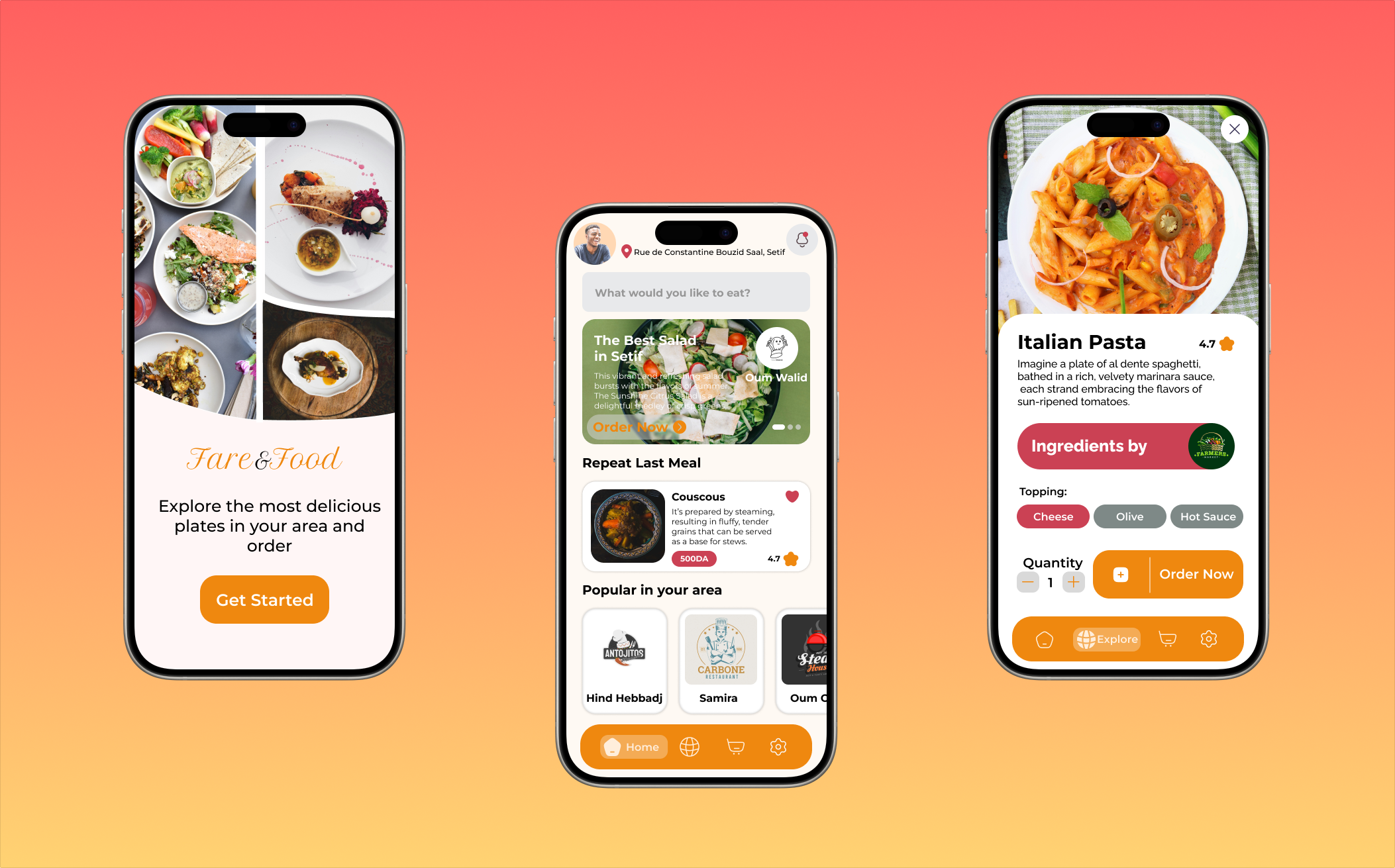 Food ordering app UI