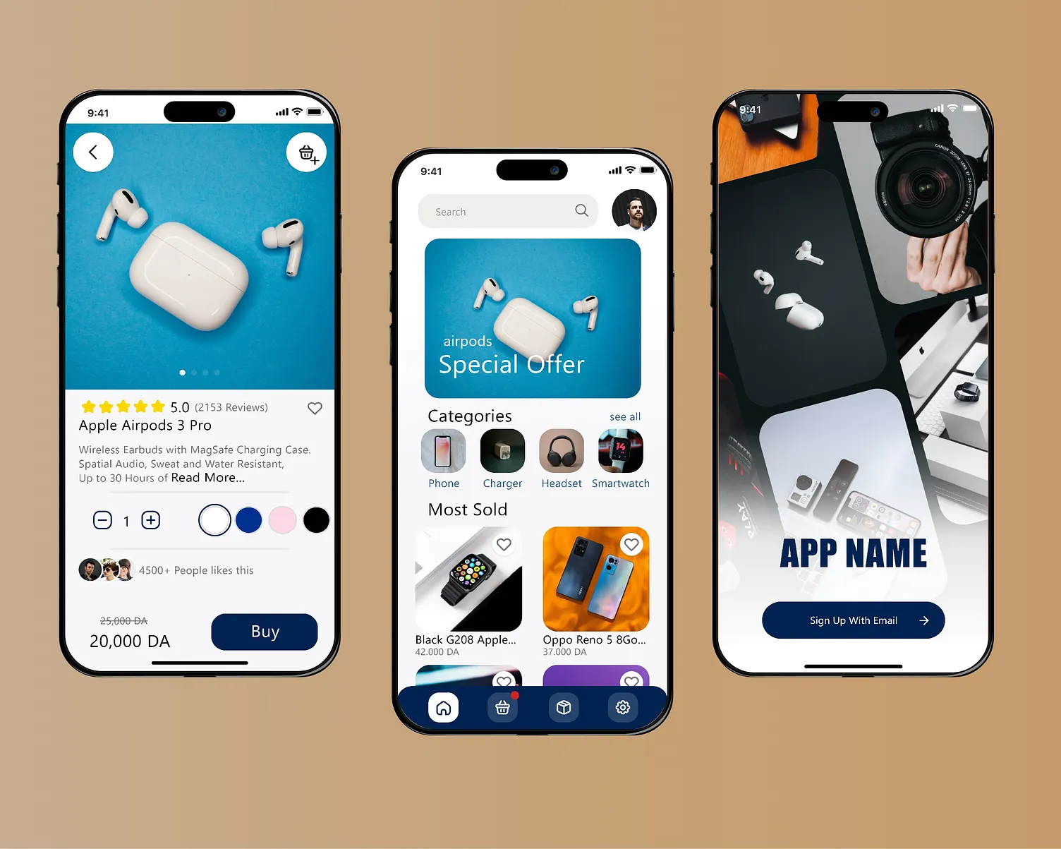 Online shopping app UI