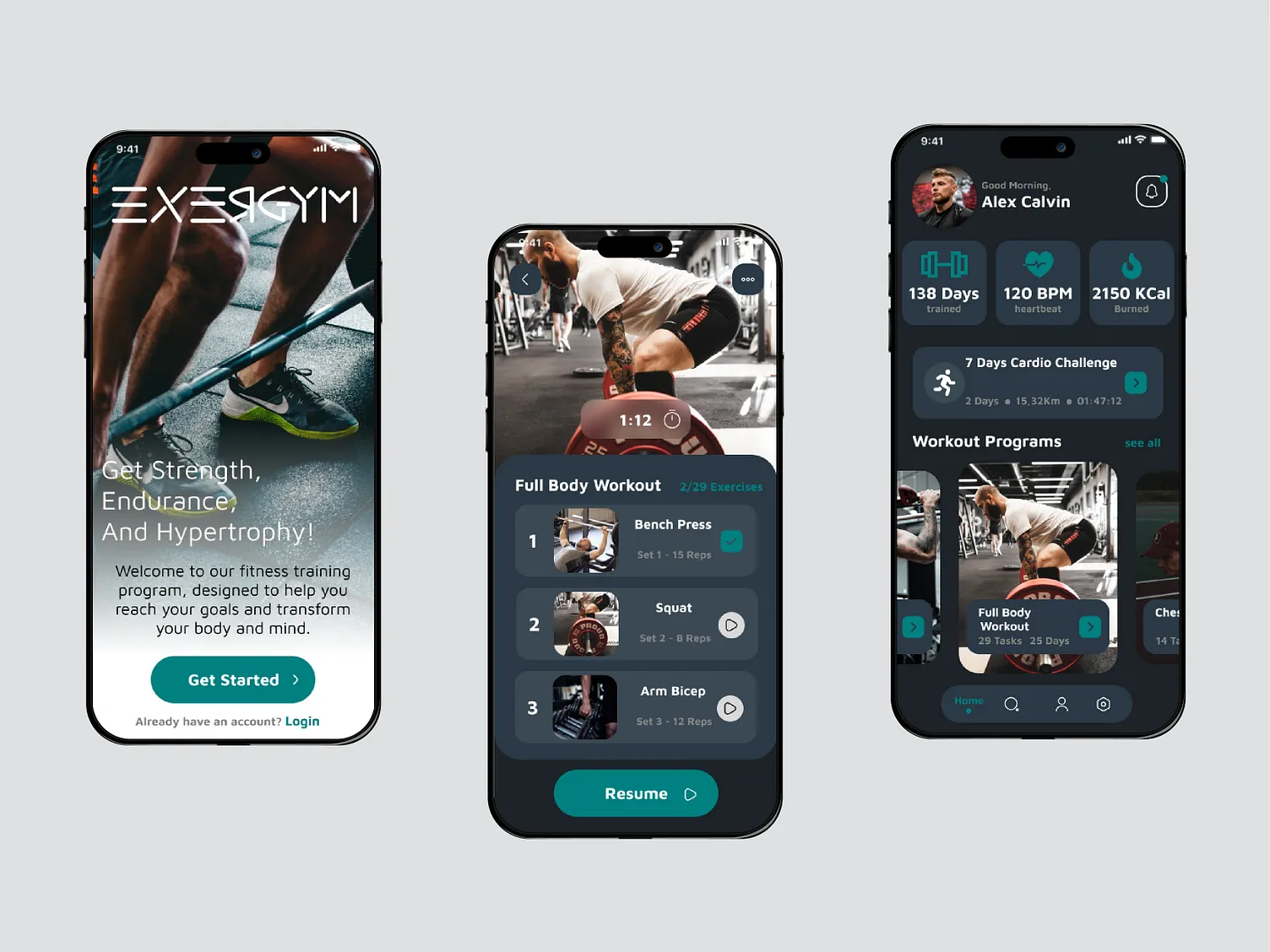 Gym fitness app UI